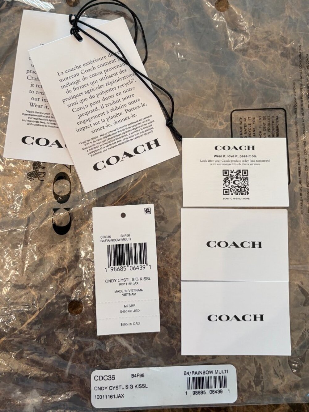 Coach Kisslock Frame Bag 16 In Crystal Signature Jacquard (Rainbow/Candy Multi) - Picture 16 of 16